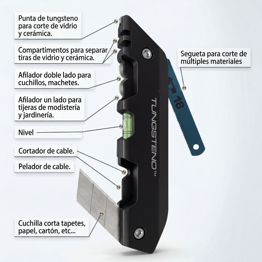 Cortador Multifuncional Tungsteno 10 en 1 + kit de Repuestos