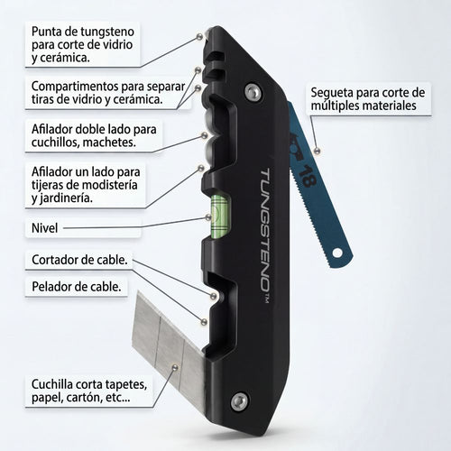 Cortador Multifuncional Tungsteno 10 en 1 + kit de Repuestos
