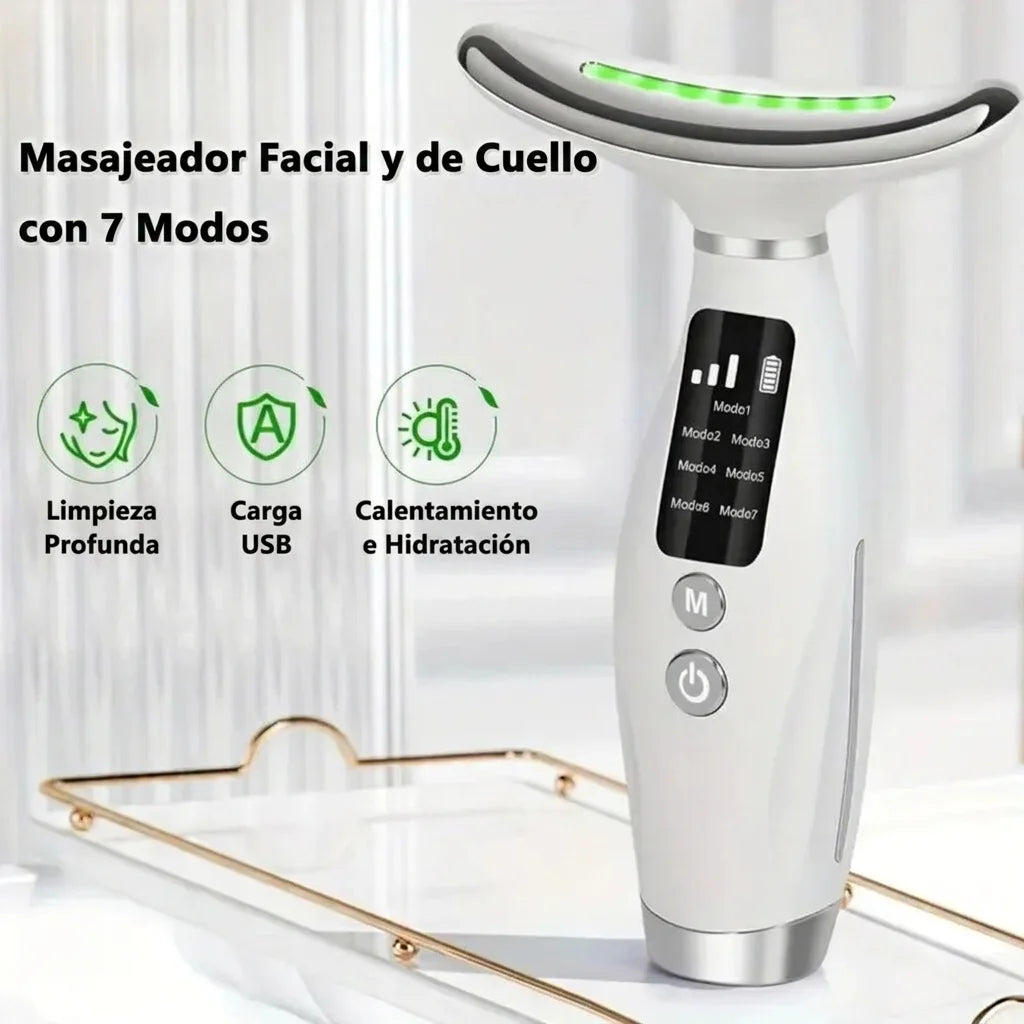 Masajeador Facial Antiarrugas con Fototerapia y Calor Recargable