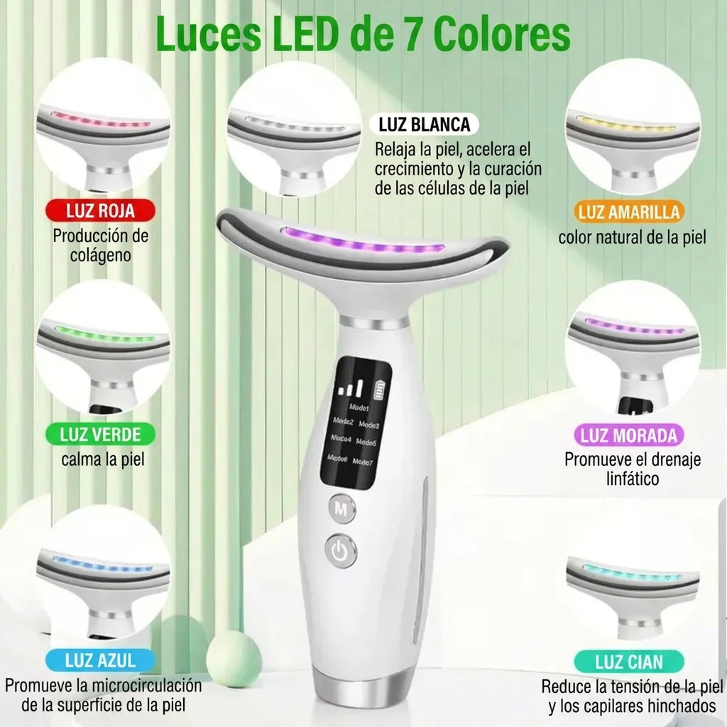 Masajeador Facial Antiarrugas con Fototerapia y Calor Recargable