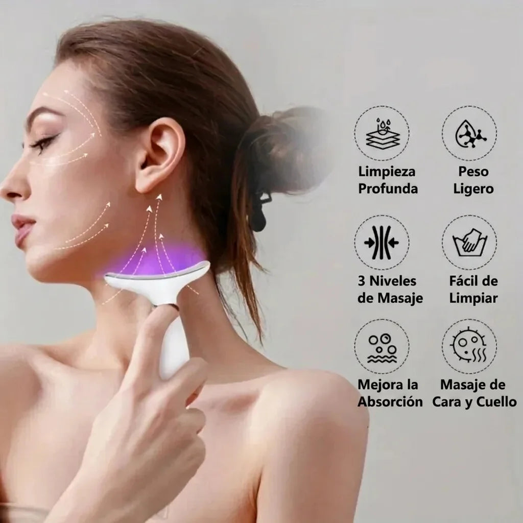 Masajeador Facial Antiarrugas con Fototerapia y Calor Recargable