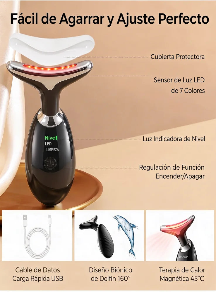 Masajeador Facial Antiarrugas con EMS y Calor Recargable