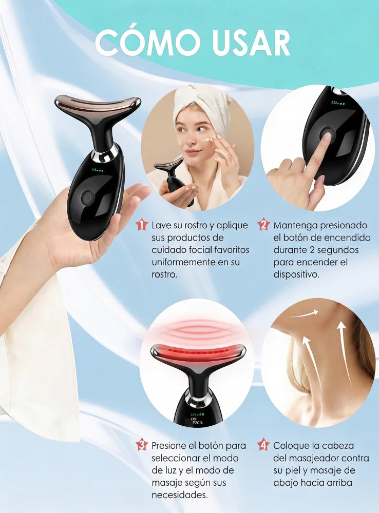 Masajeador Facial Antiarrugas con EMS y Calor Recargable