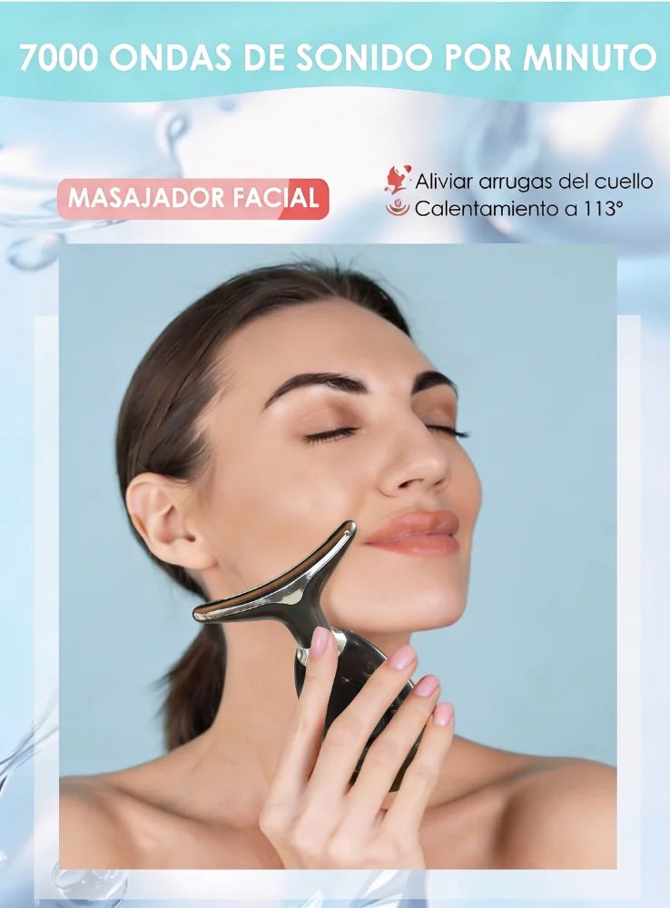 Masajeador Facial Antiarrugas con EMS y Calor Recargable