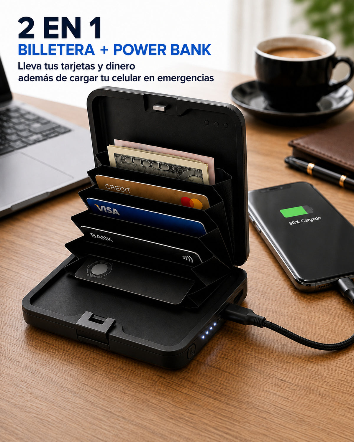 Power Bank – Billetera 2 En 1